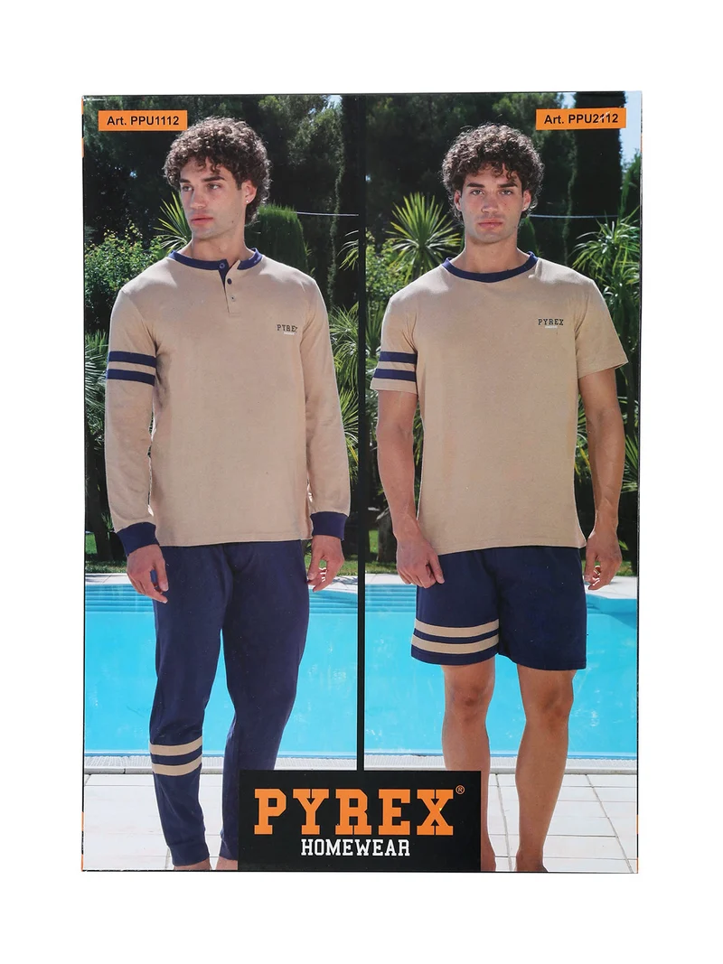Pigiama lungo da uomo in cotone - bluette
