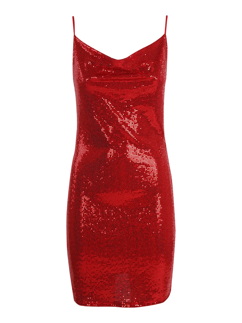 Mini abito da donna con paillettes - rosso
