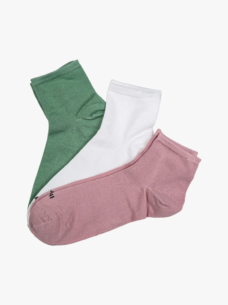 Confezione da 3 paia di calze corte da donna in bamboo - rosa