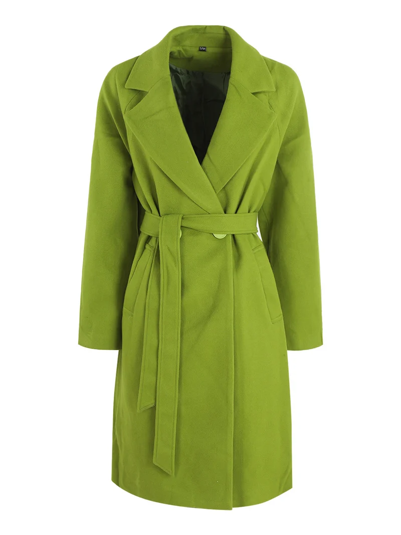 Cappotto doppiopetto da donna con cintura - verde