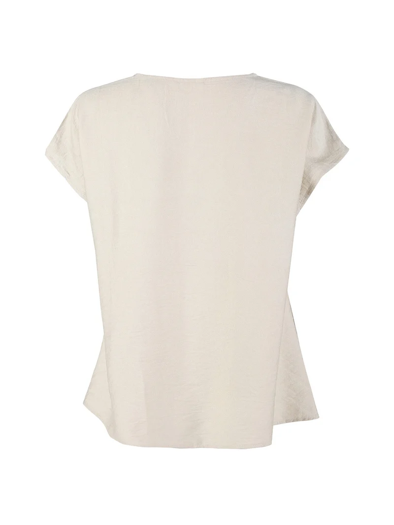 Blusa donna senza maniche con scollo a V - beige