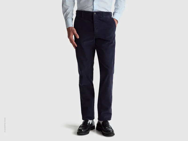 Slim Fit Hose aus Stretchsamt