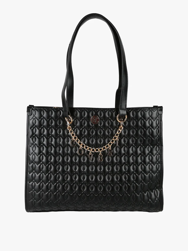 Borsa donna trapuntata con ciondoli - nero
