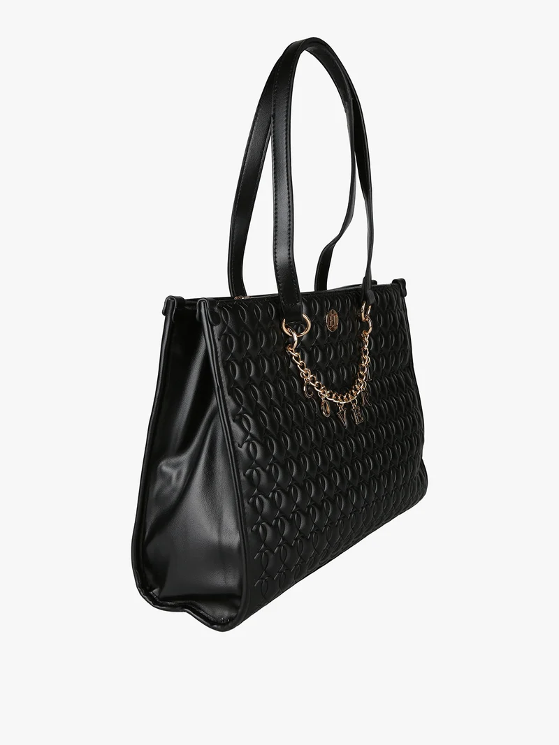 Borsa donna trapuntata con ciondoli - nero