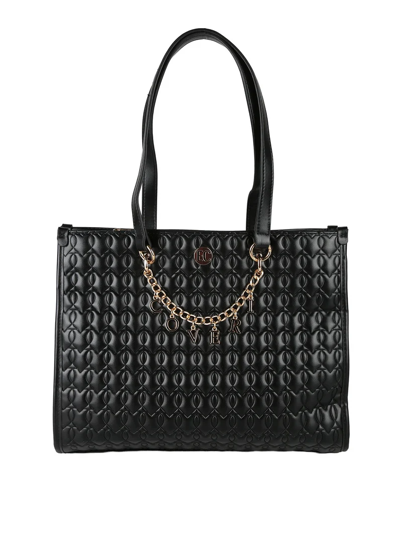 Borsa donna trapuntata con ciondoli - nero