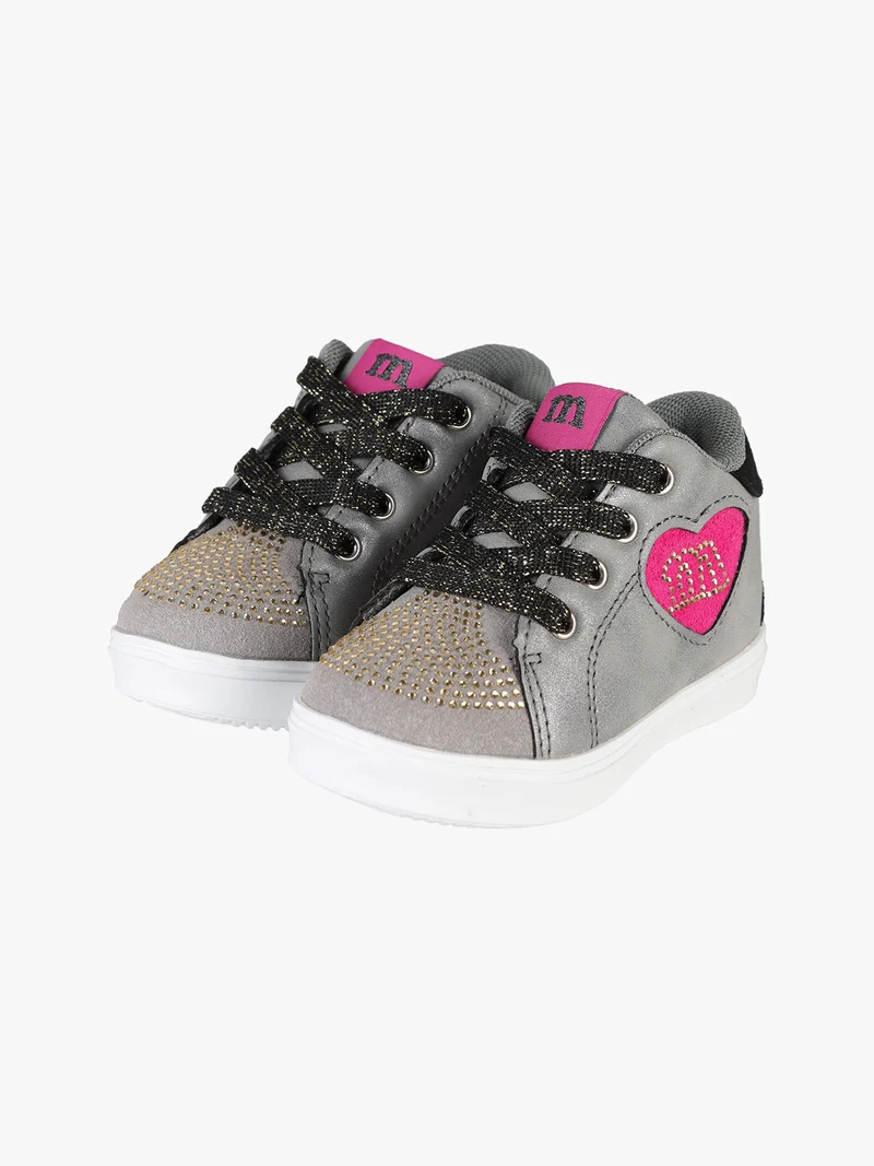 Sneakers alte da bambina con cerniera e zip - grigio