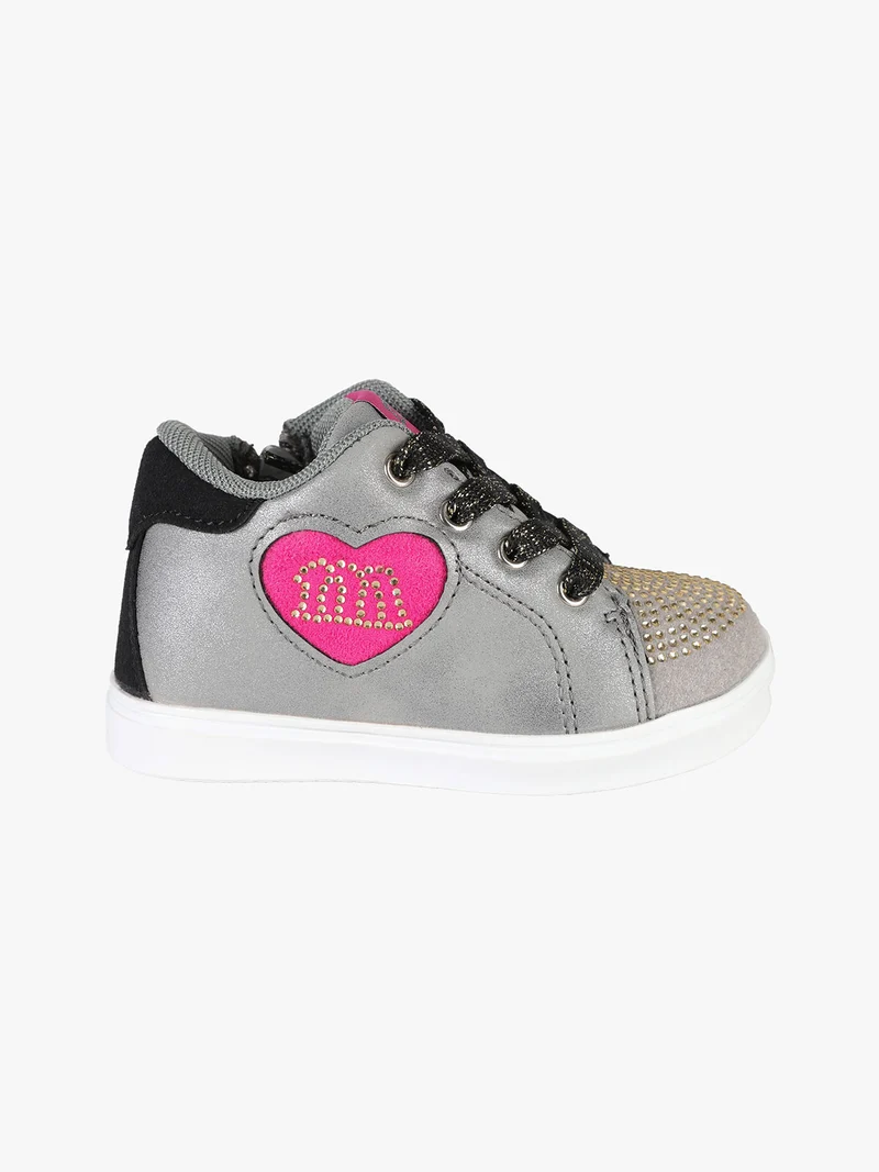 Sneakers alte da bambina con cerniera e zip - grigio