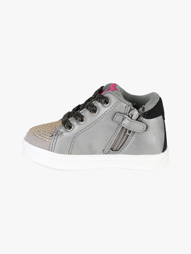Sneakers alte da bambina con cerniera e zip - grigio