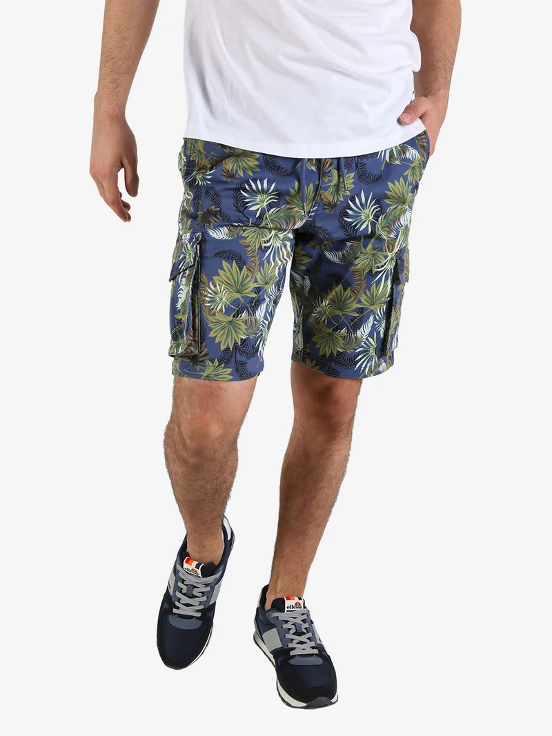 Bermuda da uomo cargo in cotone con stampa floreale - multicolore