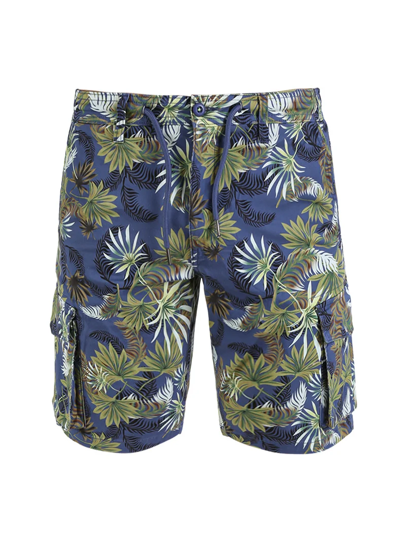 Bermuda da uomo cargo in cotone con stampa floreale - multicolore