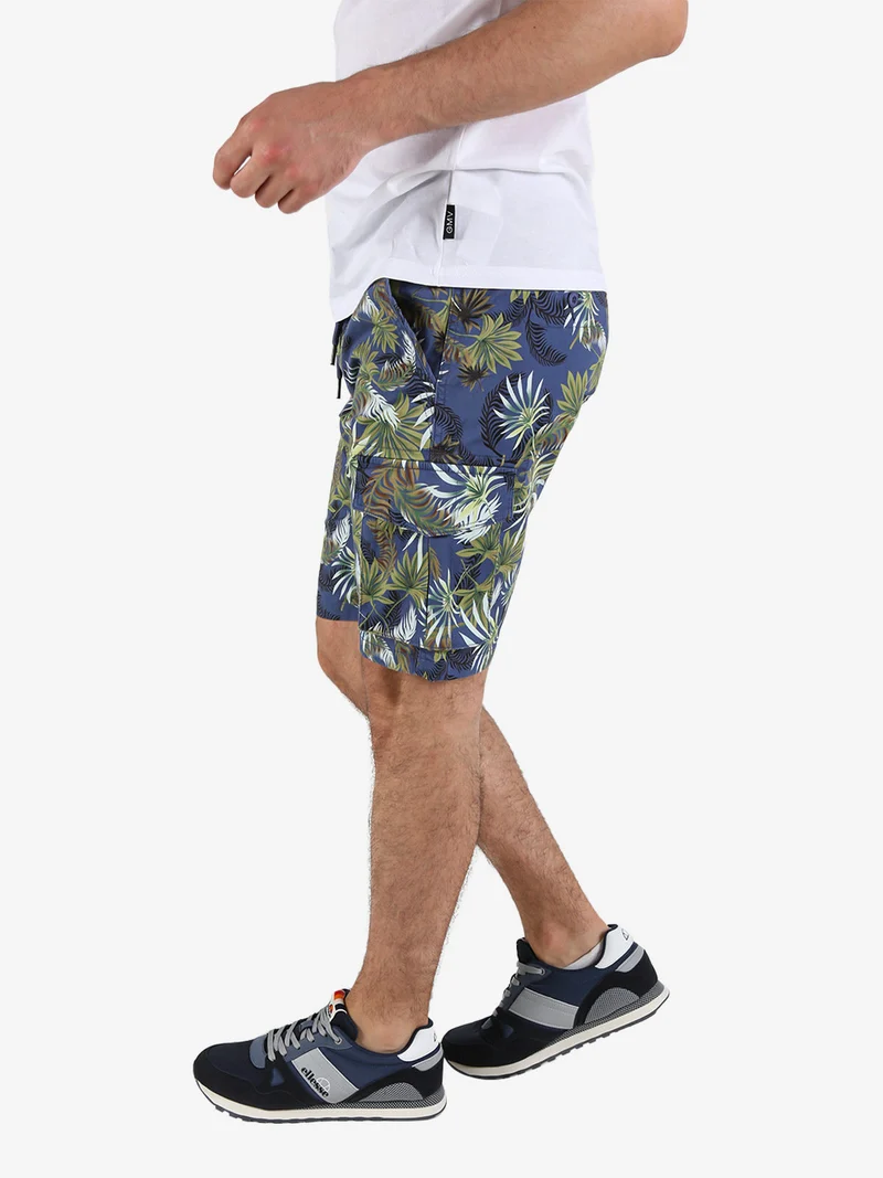 Bermuda da uomo cargo in cotone con stampa floreale - multicolore