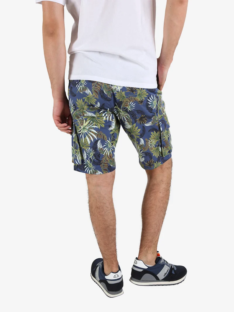 Bermuda da uomo cargo in cotone con stampa floreale - multicolore