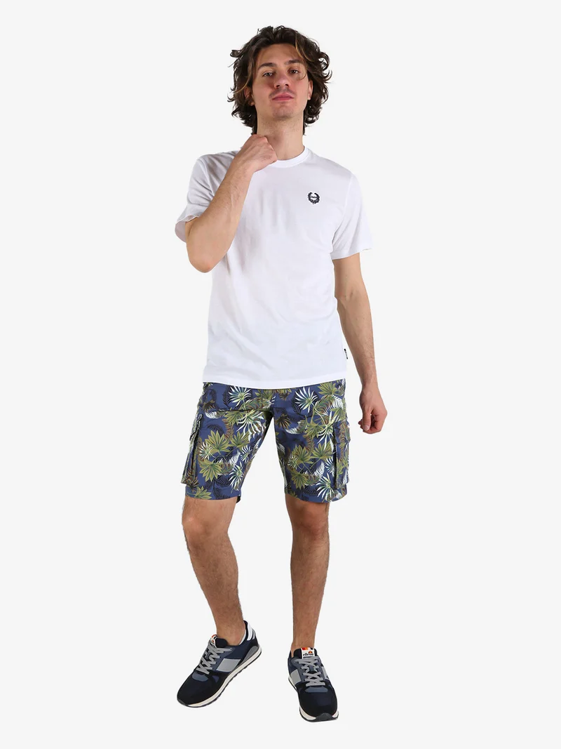 Bermuda da uomo cargo in cotone con stampa floreale - multicolore
