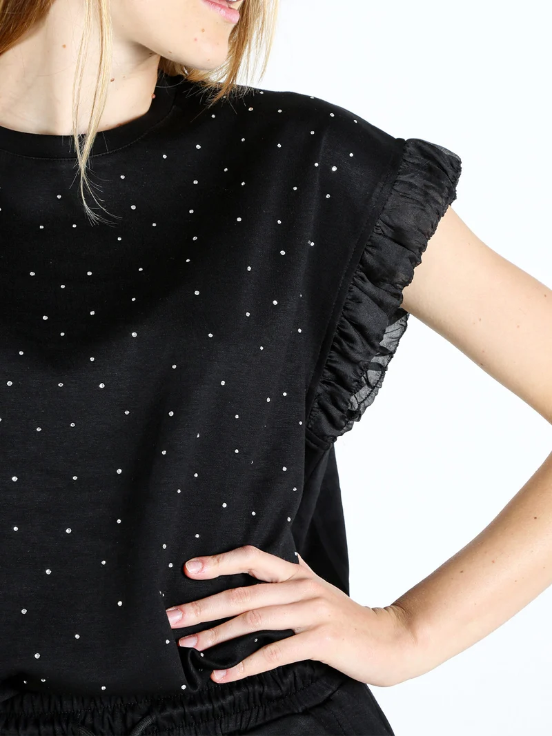Solada T-shirt donna con strass - nero
