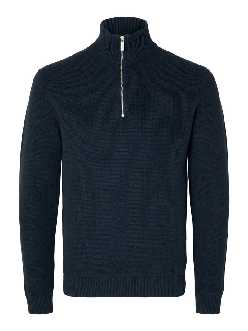 SLMDANE LS KNIT STRUCTURE HALF ZIP