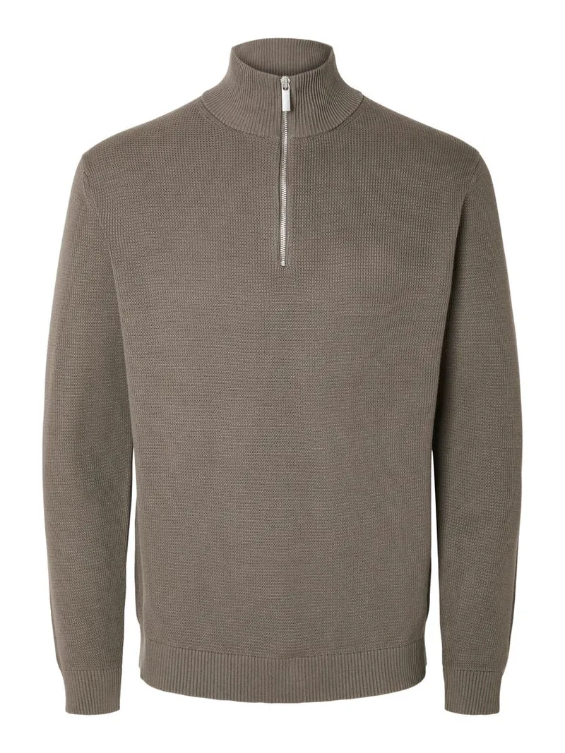SLMDANE LS KNIT STRUCTURE HALF ZIP