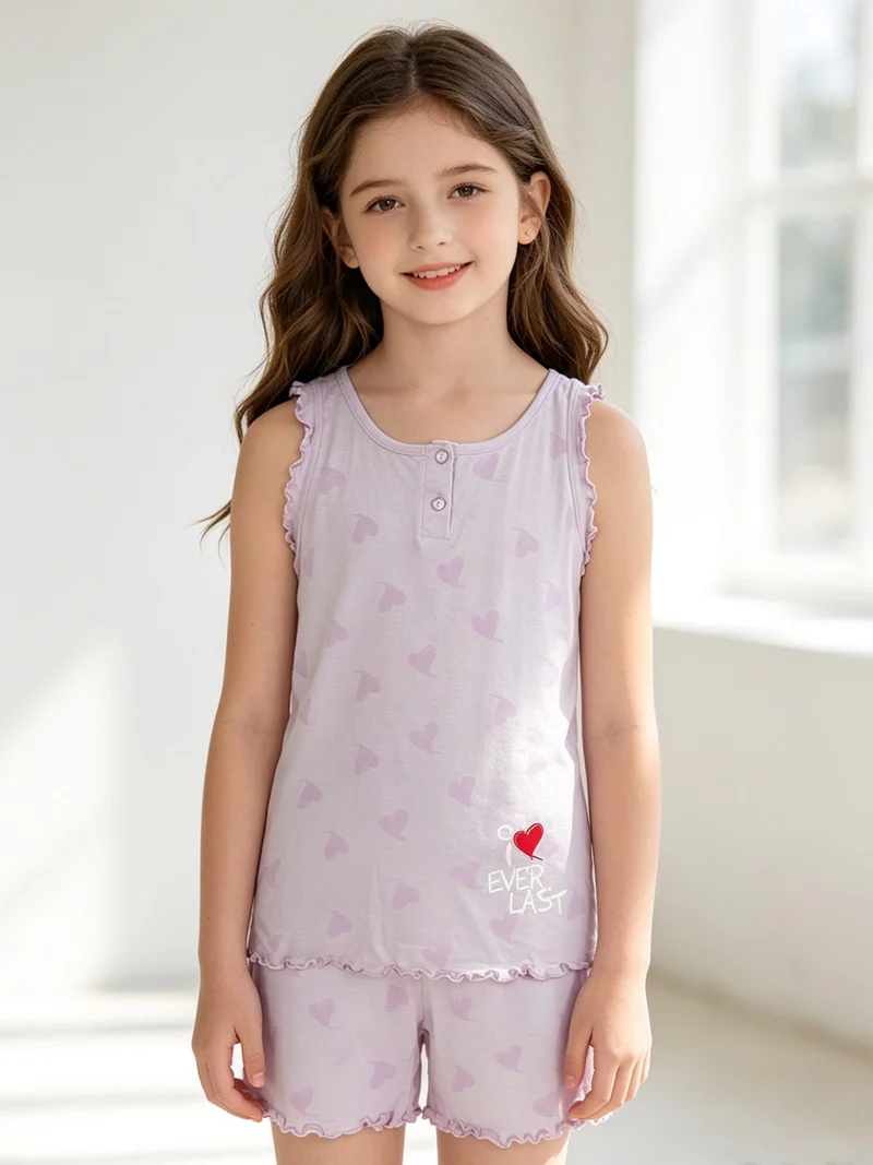 pigiama bimba Canotta + pantaloncino - lilla
