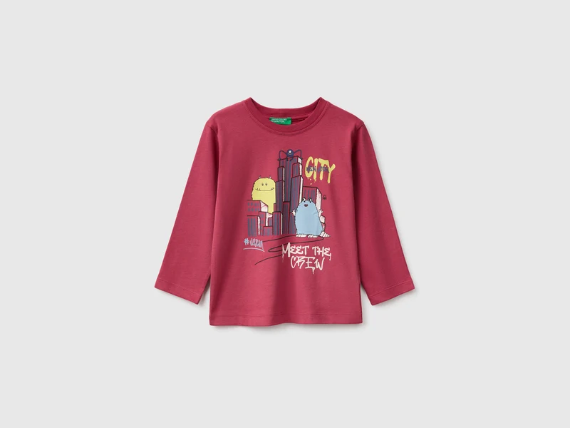 T-Shirt mit warmem Baumwolldruck