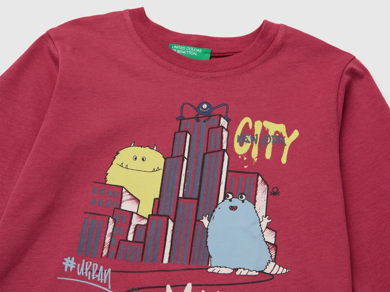 T-Shirt mit warmem Baumwolldruck