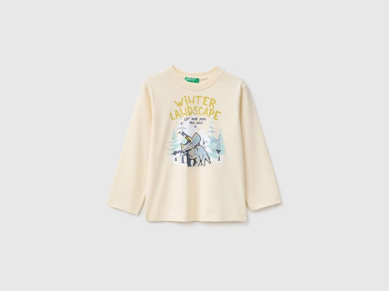 T-Shirt mit warmem Baumwolldruck