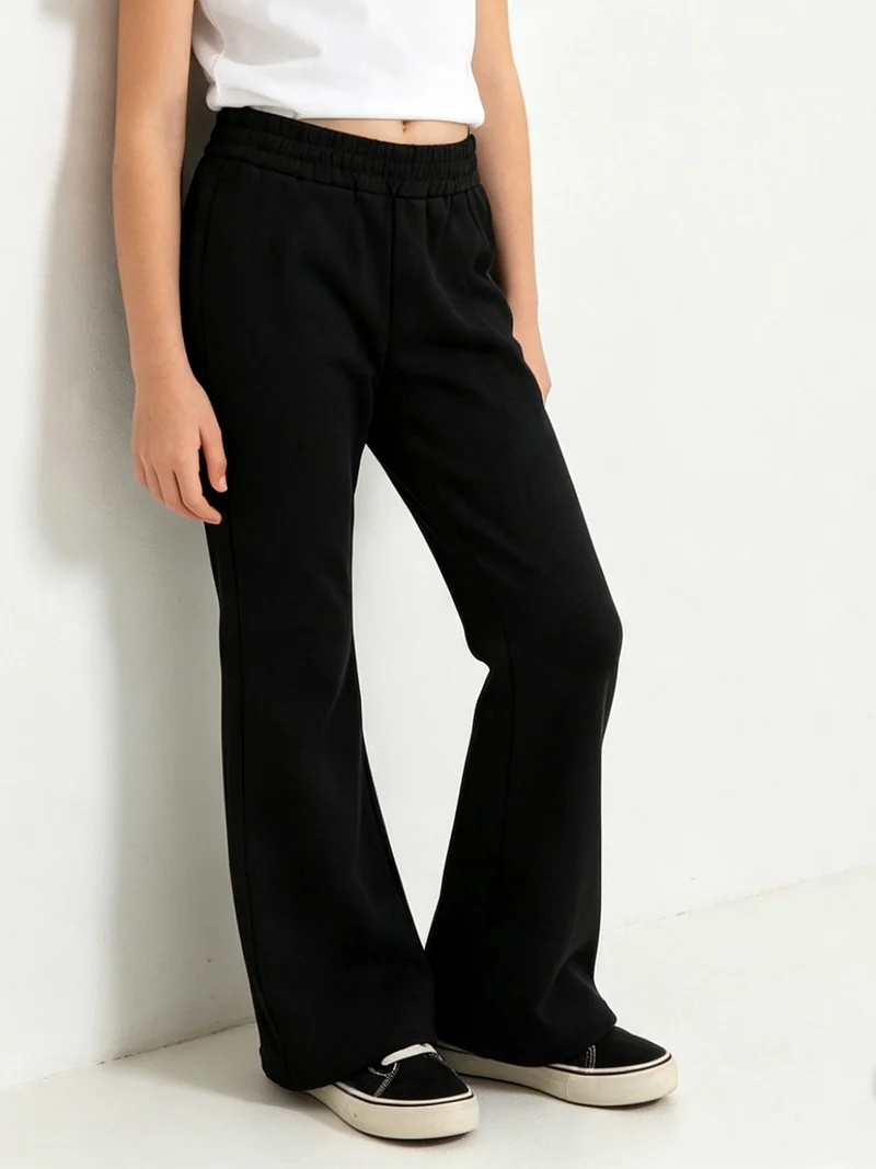 Pantaloni da bambina a zampa - nero