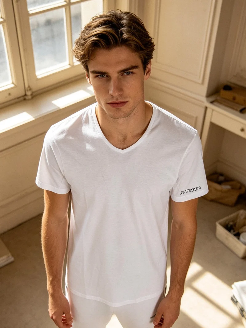 Maglia manica corta da uomo in caldo cotone - bianco