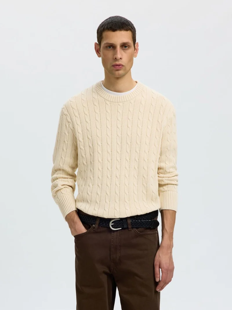 SLMBRAUN KNIT CABLE CREW NOOS