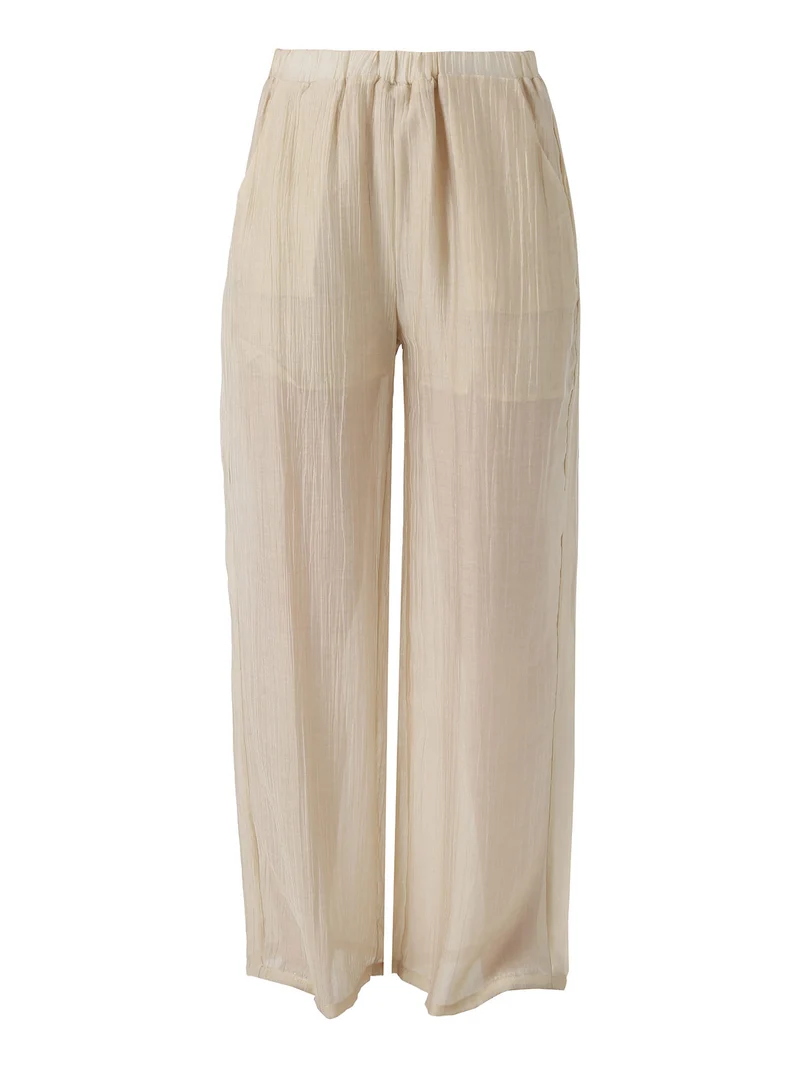 Pantaloni donna leggeri a gamba larga - beige