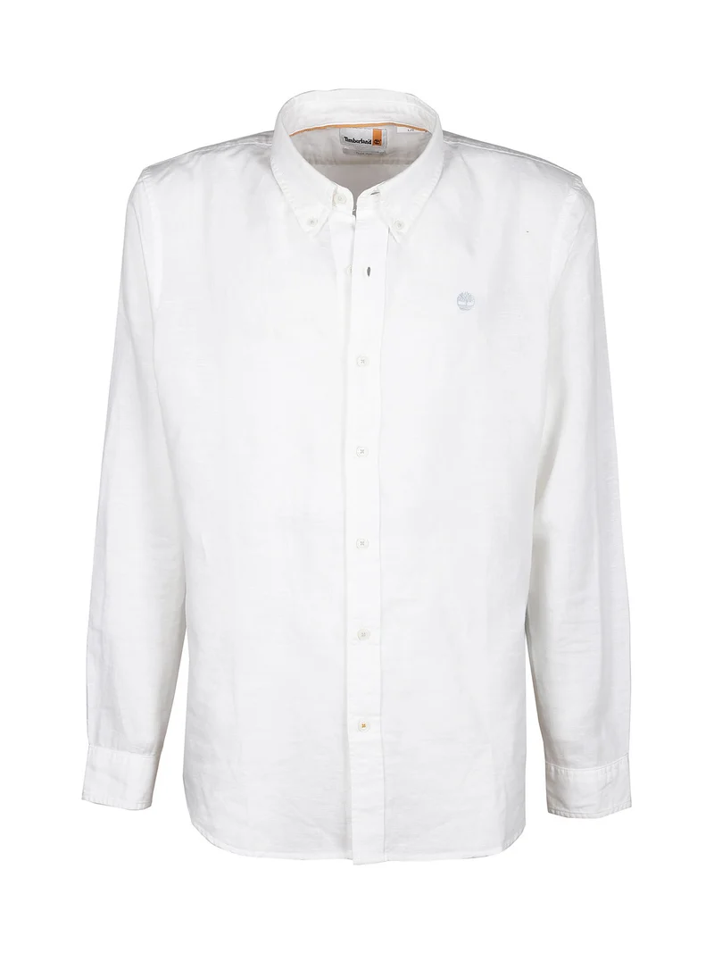 Camicia uomo misto lino a maniche lunghe - bianco