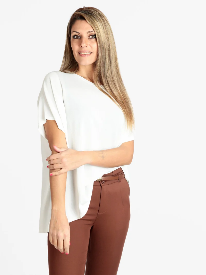 Maglia donna oversize manica corta - bianco