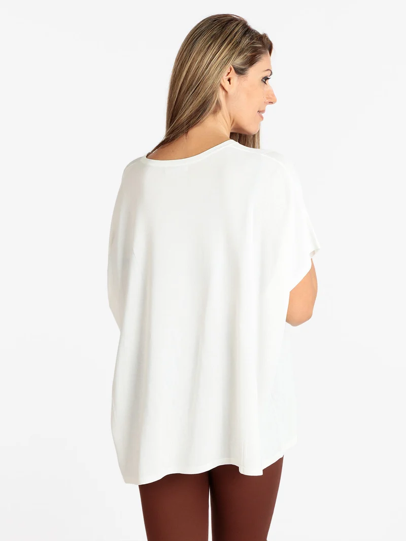 Maglia donna oversize manica corta - bianco
