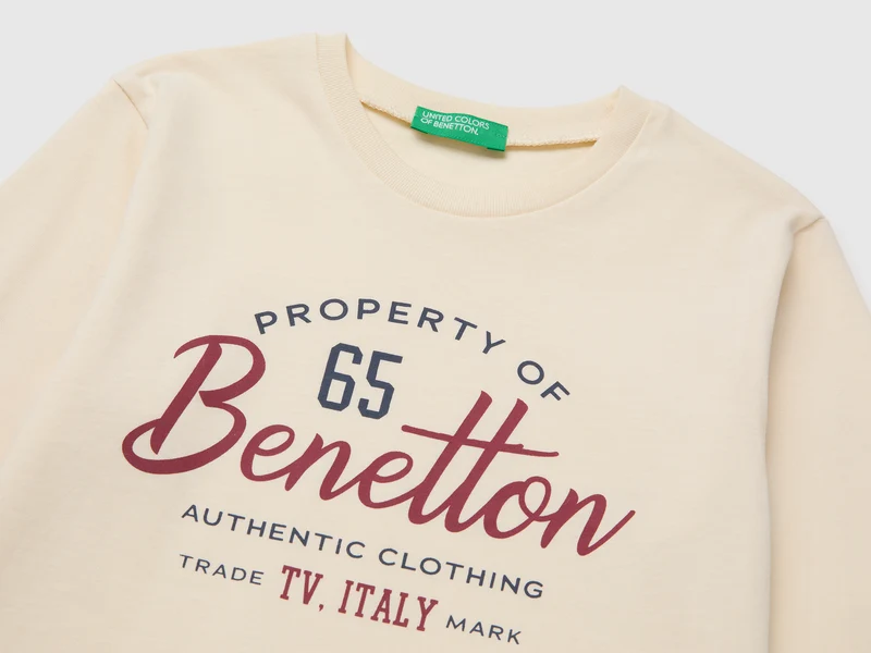 T-Shirt mit Rundhalsausschnitt aus warmer Baumwolle