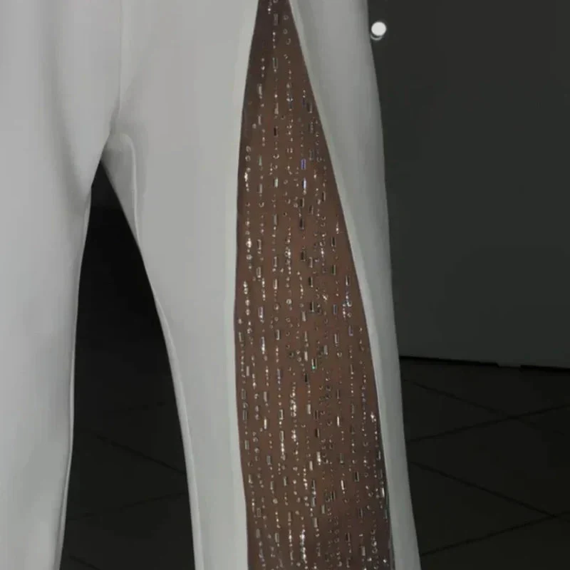 Damen Ein-Schulter Jumpsuit | Glitzernde Netzdetails | Figurbetonte Passform | Eleganter Abendlook