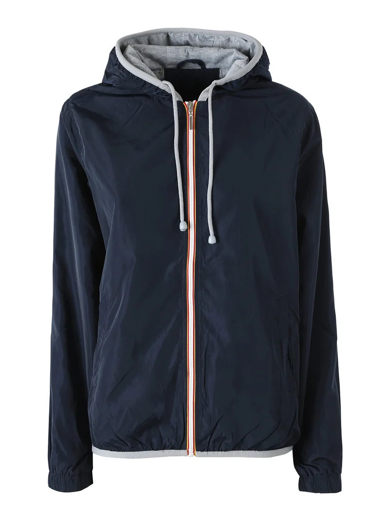 Giacca a vento da donna con cappuccio e zip - blu scuro