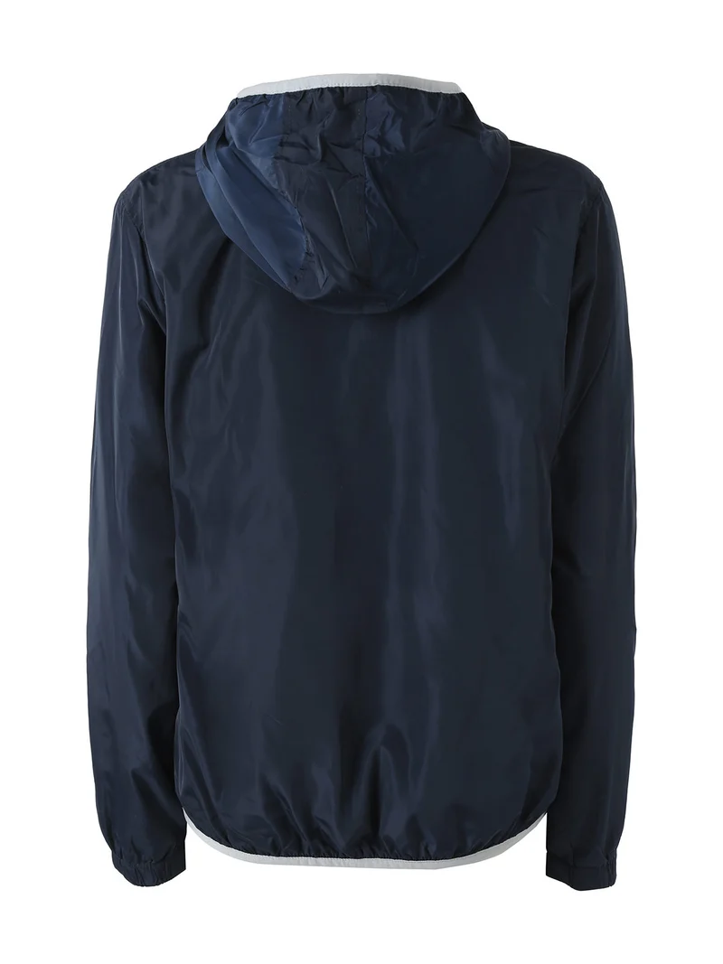 Giacca a vento da donna con cappuccio e zip - blu scuro