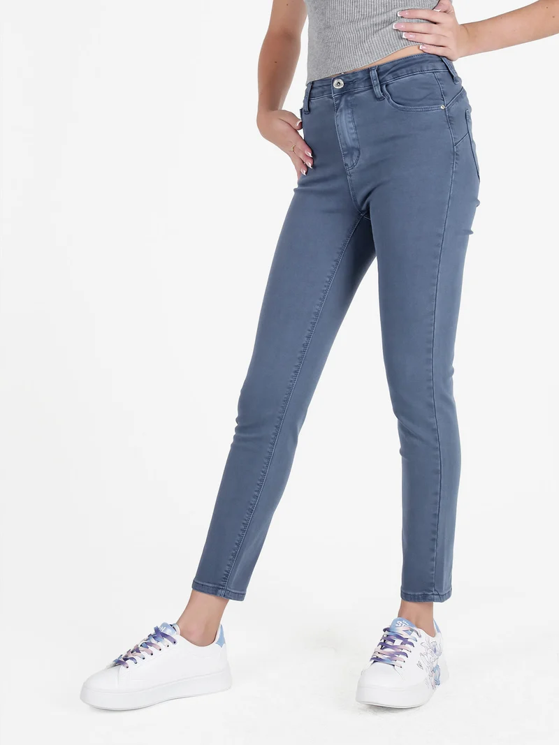 Pantaloni donna skinny push up - blu