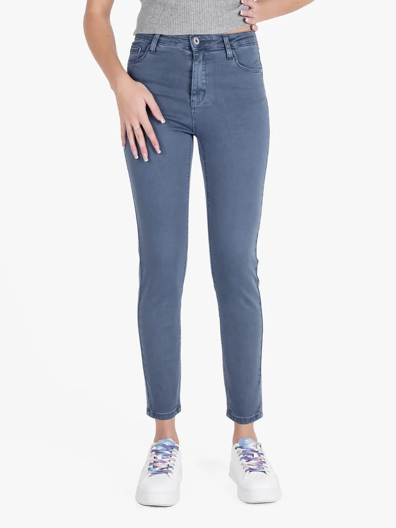 Pantaloni donna skinny push up - blu