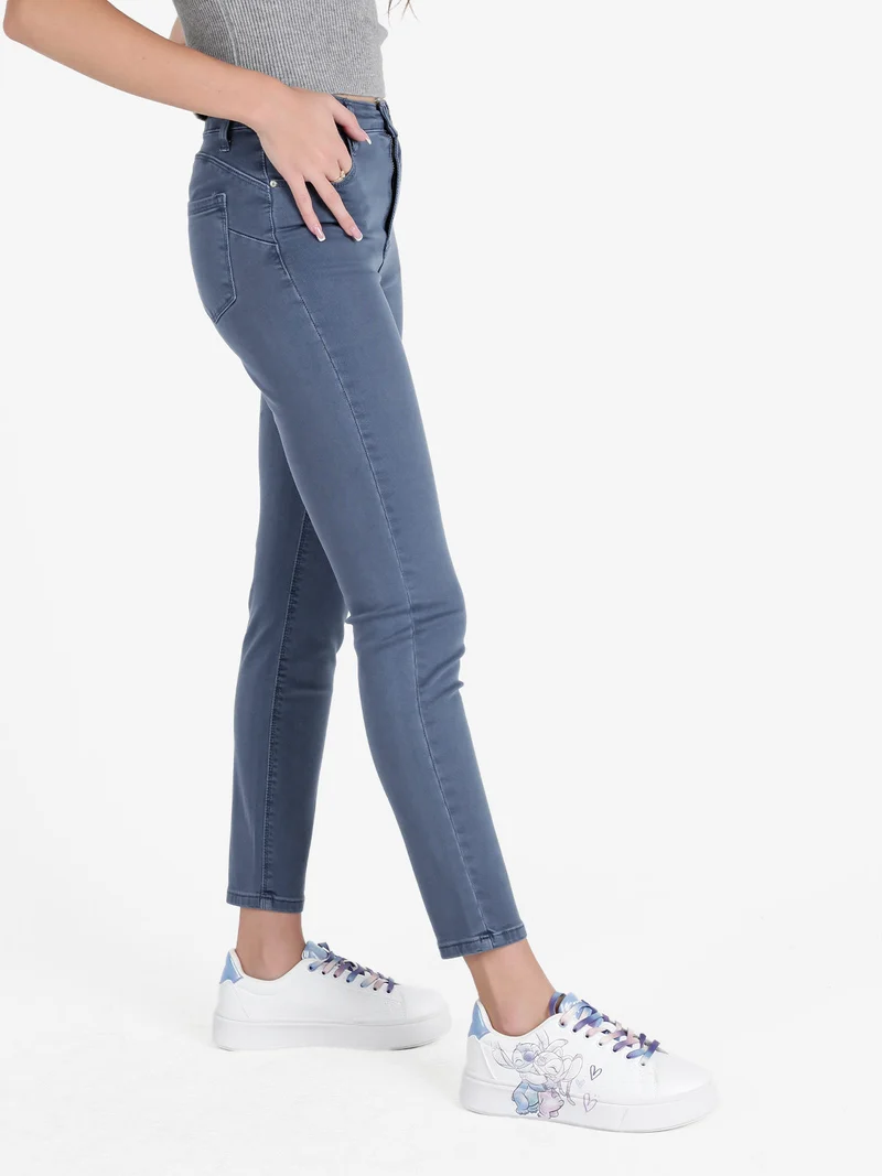 Pantaloni donna skinny push up - blu