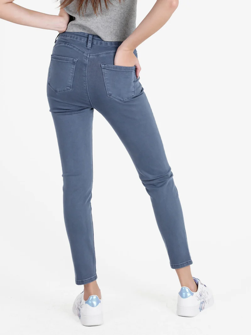 Pantaloni donna skinny push up - blu