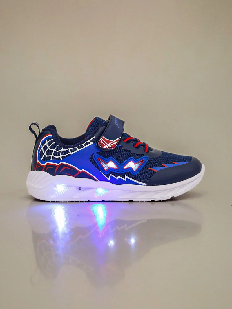 Sneakers da ragazzo con luci e cinturino a strappo - blu