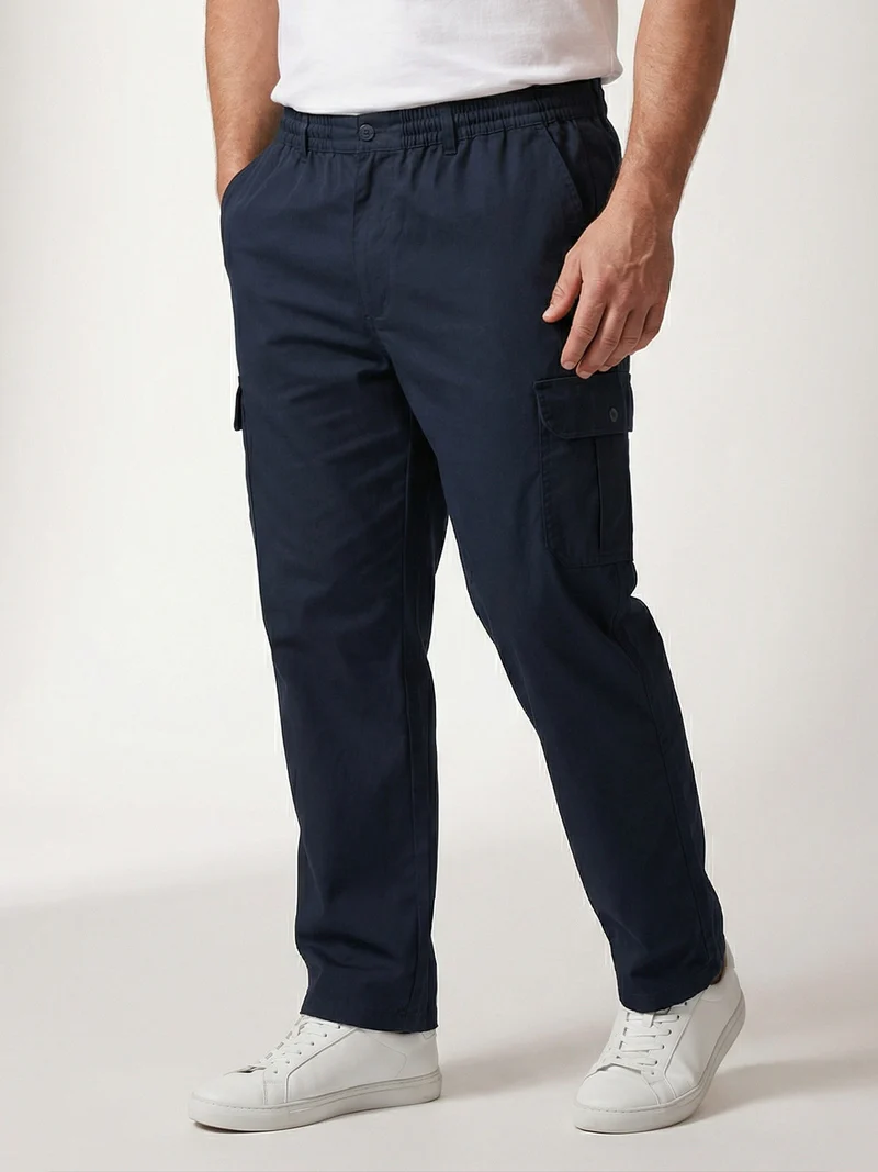 Pantaloni cargo da uomo in cotone - blu scuro