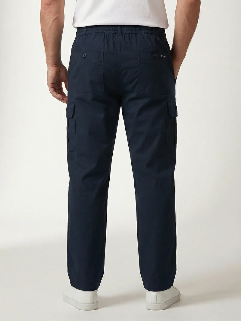 Pantaloni cargo da uomo in cotone - blu scuro