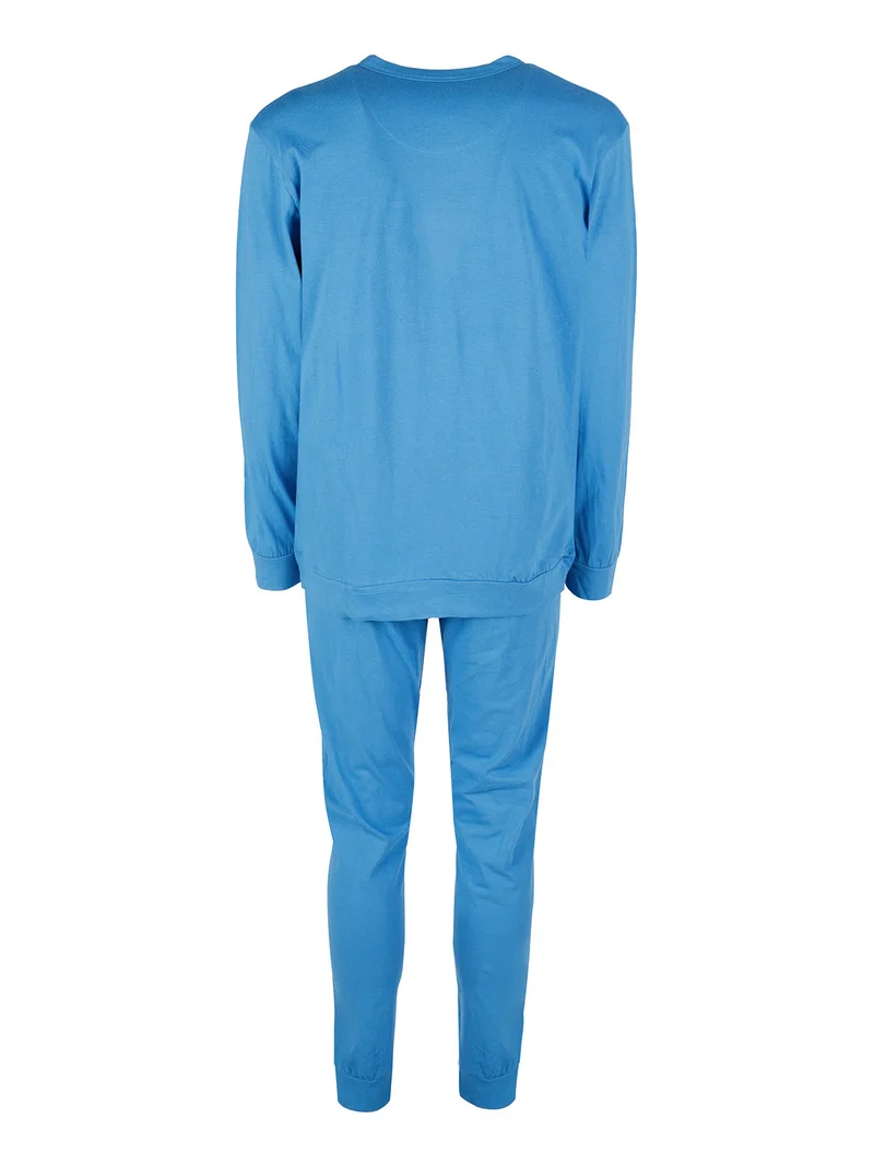 Pigiama uomo lungo in cotone - azzurro