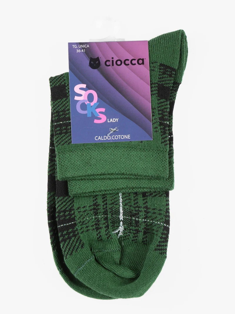 Calze corte da donna in caldo cotone - verde