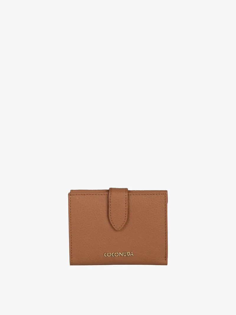 Portafoglio in pelle mini da donna - cammello