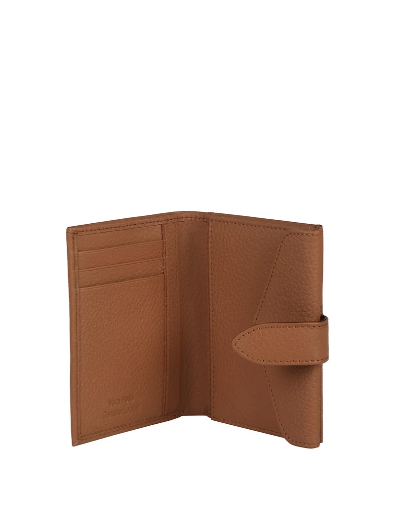 Portafoglio in pelle mini da donna - cammello