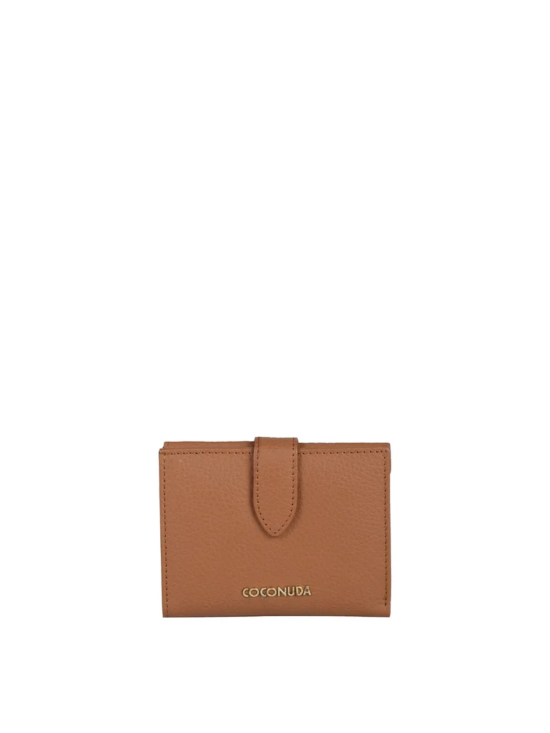 Portafoglio in pelle mini da donna - cammello