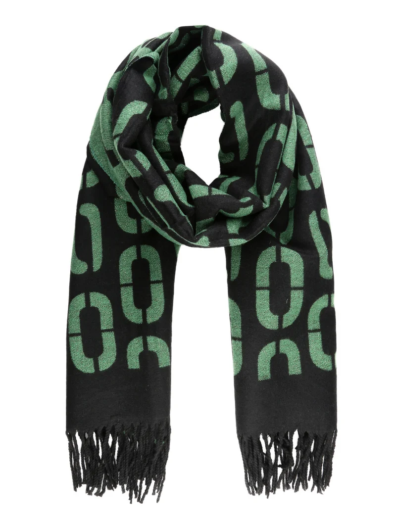 Sciarpa da donna lurex con frange - verde