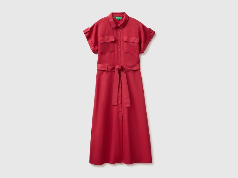 Midi-Hemdkleid aus reinem Leinen
