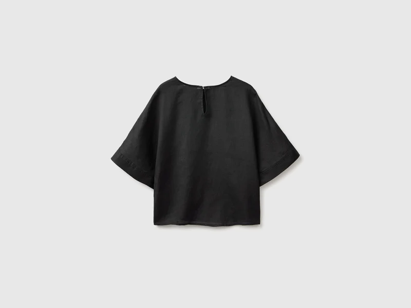 Bluse mit Rundhalsausschnitt aus reinem Leinen